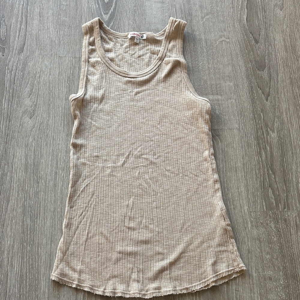 Sundry Ribbed Tank Top - Light Tan
